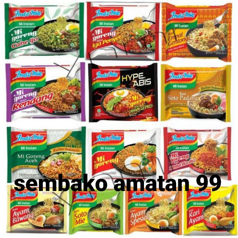 

Indomie Soto/indomie Ayam Bawang/indomie Ayam Spesial/indomie Kari Ayam/indomie Goreng Harga 1 Pcs