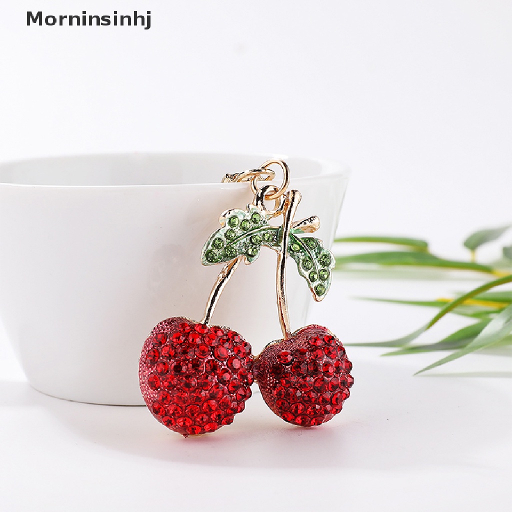 Mornin Kristal Berlian Imitasi Cherry Gantungan Kunci Untuk Wanita Buah Lucu Gantungan Kunci Pria Mobil Keyring Gadis Tas Liontin Kunci Rings Holder Perhiasan id