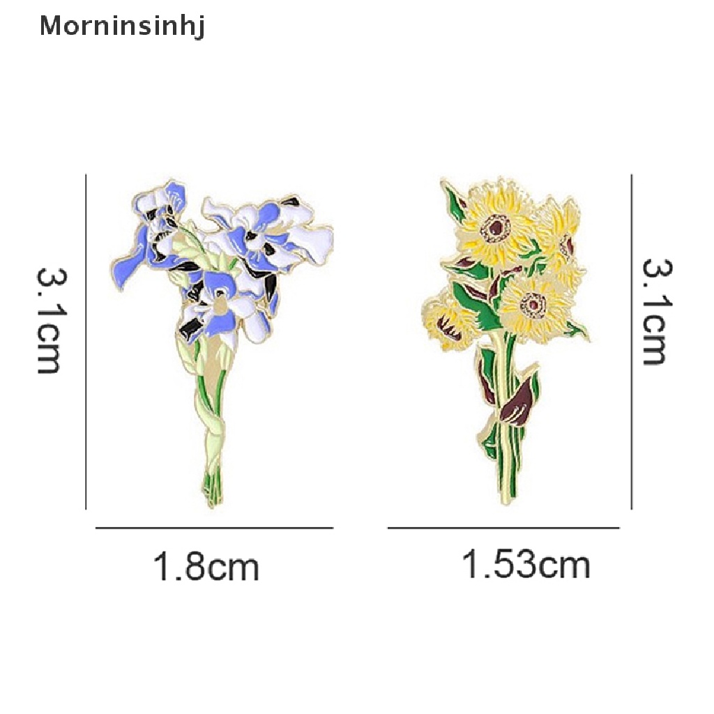 Mornin Kerah Pin Lencana Van Gogh Bunga Matahari Iris Bros Bunga Topi Pin Logam Untuk Pakaian Enamel Pin Lencana Untuk Ransel Hadiah Untuk Wanita id