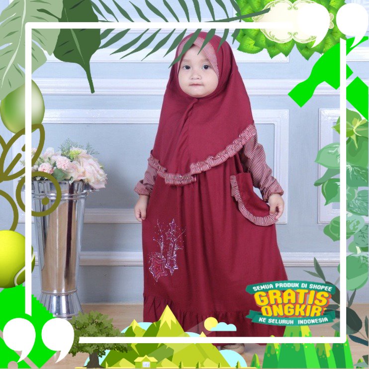 Baju Muslim Anak Perempuan + Hijab | Fashion Musalim Anak Wanita/ edisi lebaran2023