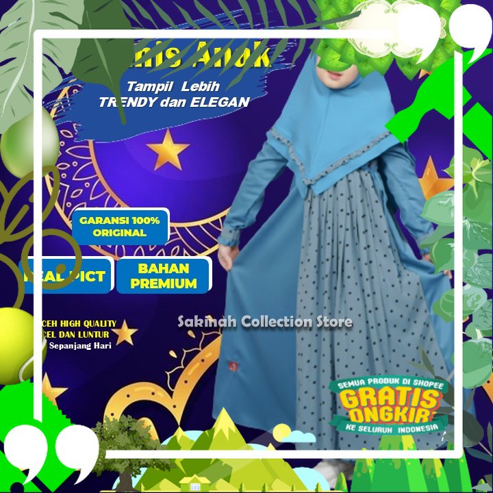 BAJU GAMIS PEREMPUAN ABG REMAJA WANITA LEBARAN JUMBO DRESS MUSLIM MURAH TERBARU KEKINIAN LD140/ edis