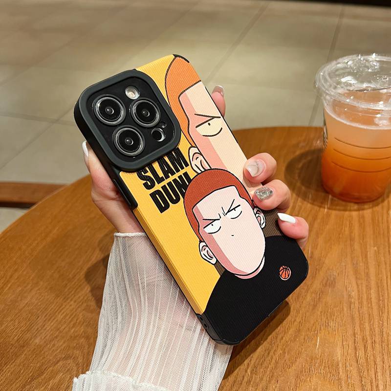 Men's Fashion Cool Leather Soft Case iP iPhone 7 8 Plus SE 2020 X XR XS Max 11 12 13 14 Pro Max 14 Plus Phone Case Camera Protect Slam Dunk Sakuragi Hanamichi