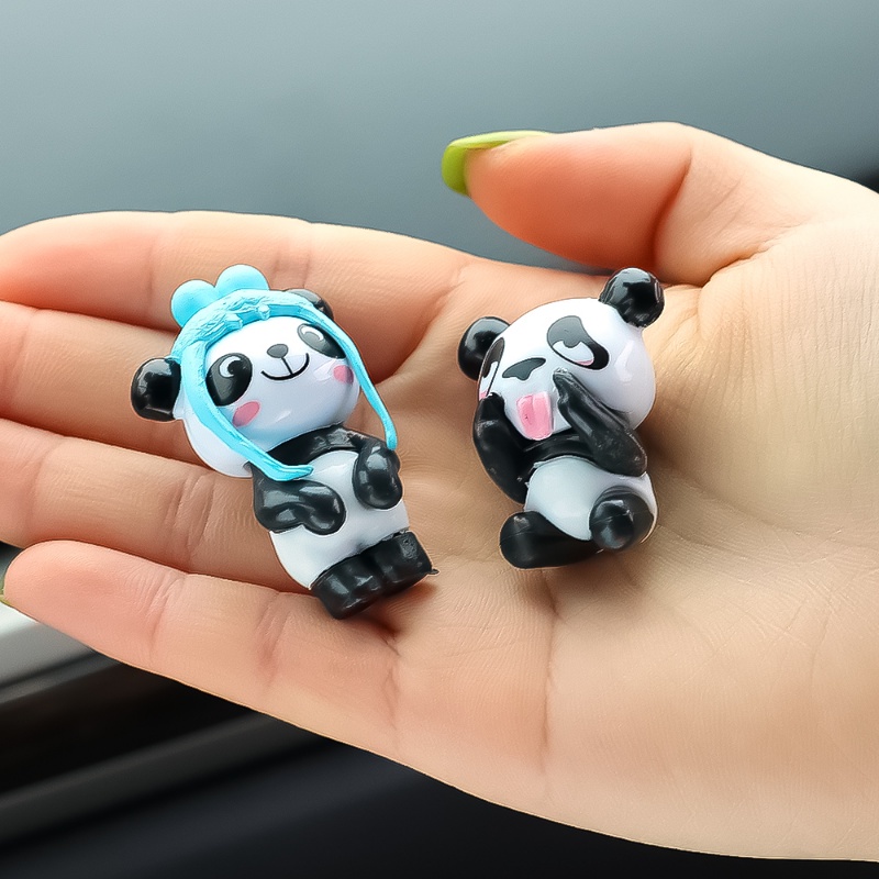 1pc Random Lucu Panda Konsol Tengah Mobil Spion Dashboard Dekorasi DIY Kartun Ornamen Aksesoris Interior Mobil