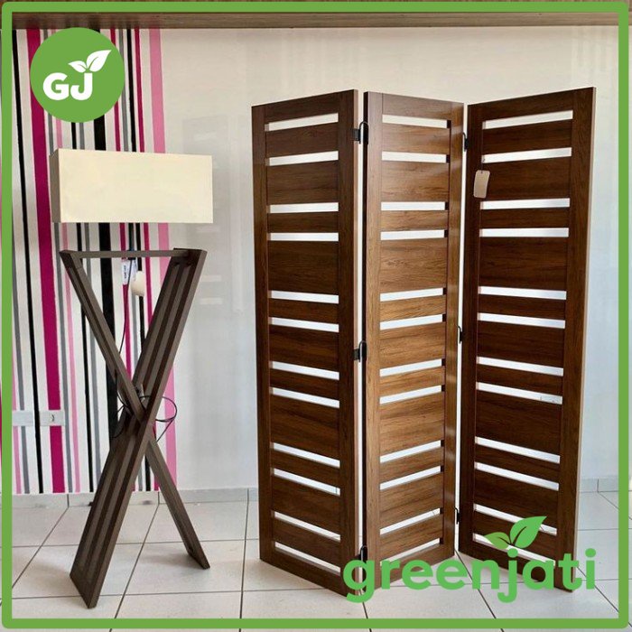 Sketsel Penyekat Ruangan Lipat Kayu Jati Minimalis