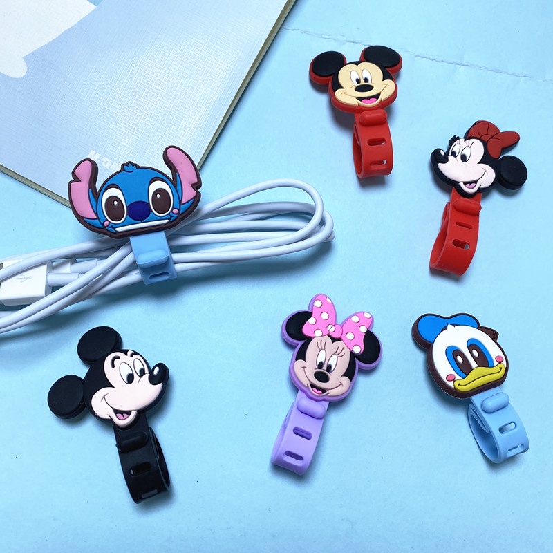 50pcs Kartun Disney Headphone Earphone Kabel Kawat Organizer Cord Holder USB Charger Cable Winder Kompatibel Untuk IPhone Android Data Line