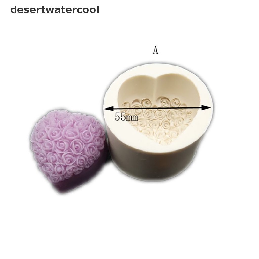 Deid Cetakan Sabun Silikon Hati Love Bunga Mawar Chocolate Mould Molds Kerajinan Tangan Martijn