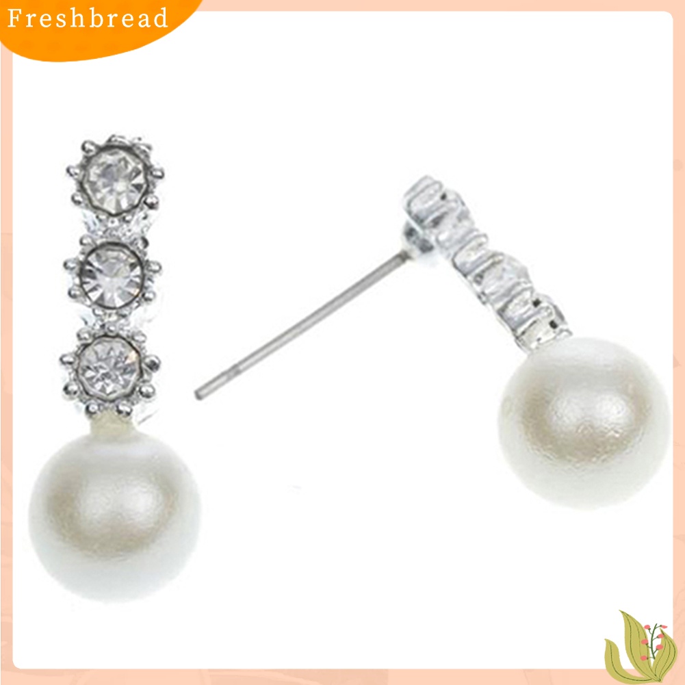 {In Stock} Anting Mutiara Imitasi Wanita Putih Berlian Imitasi Eardrop Ear Studs Perhiasan Pengantin Wanita