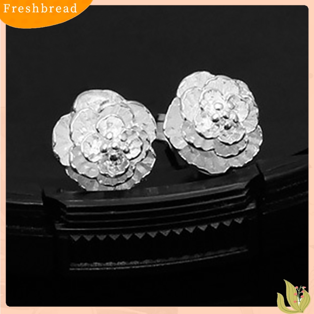 {In Stock} 1pasang Perhiasan Anting Tusuk Wanita Fashion Romantis Bentuk Bunga Lapis Perak Untuk Pesta
