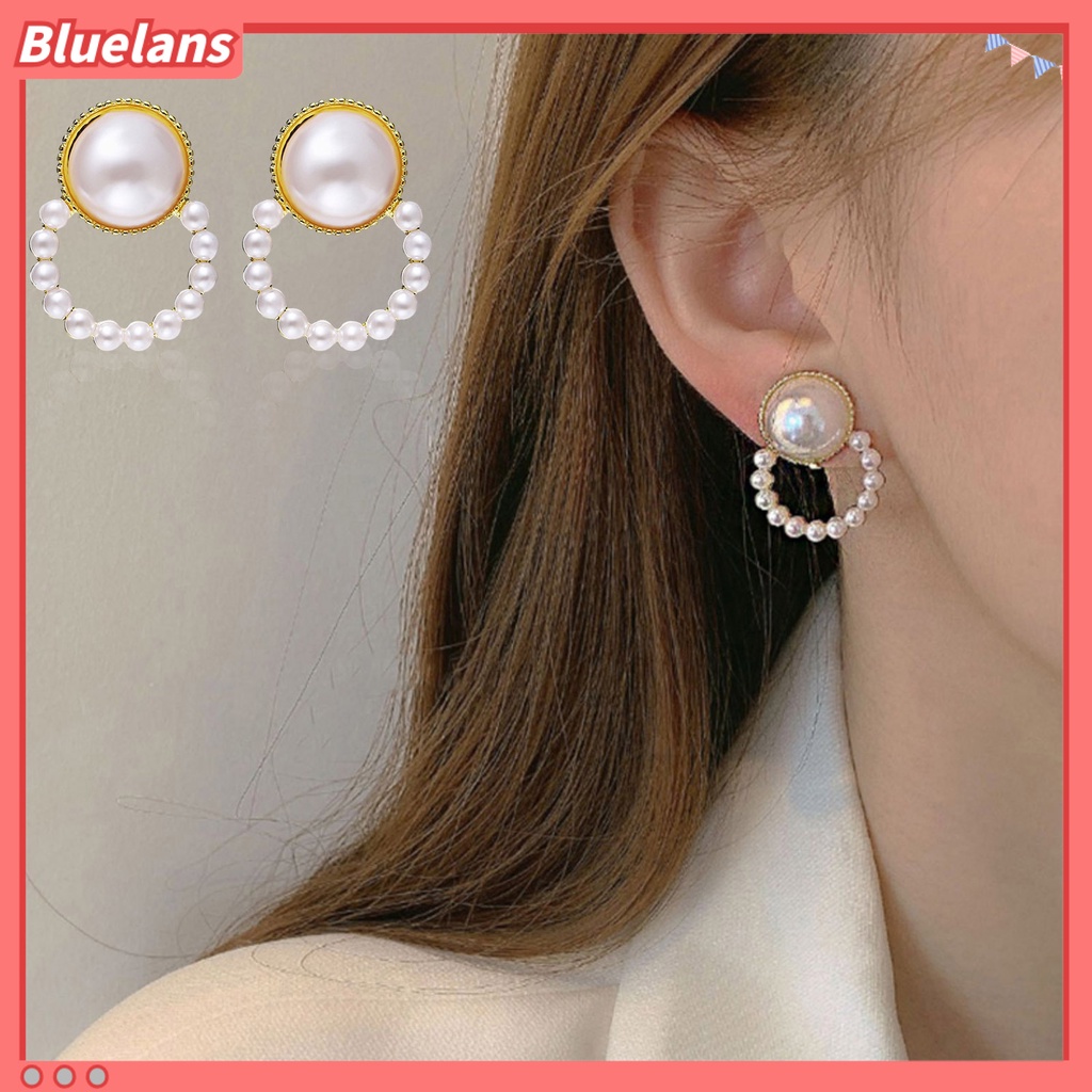 {In Stock} 1pasang Anting Wanita Gaya Perancis Retro Elegan Berlapis Emas Hypoallergenic Hadiah Fashion Perhiasan High Gloss Faux Pearl Cross Ladies Earrings Untuk Pesta