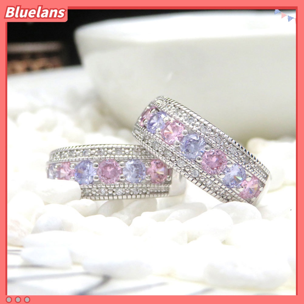 {In Stock} Pernikahan Pertunangan Perhiasan Pengantin Cincin Jari Hias Cubic Zirconia Warna-Warni