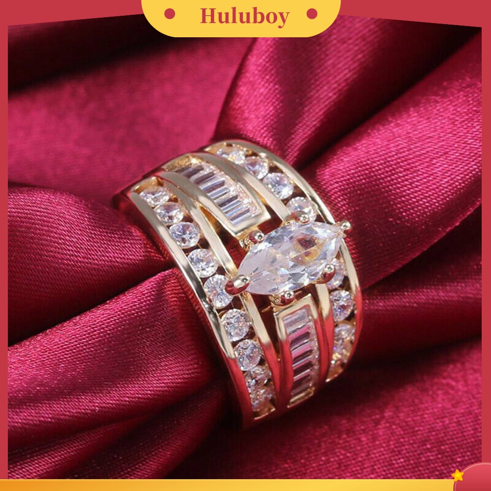 {Ready Stock} Fashion Wanita Cubic Zirconia Hias Pernikahan Pertunangan Jari Cincin Perhiasan Hadiah