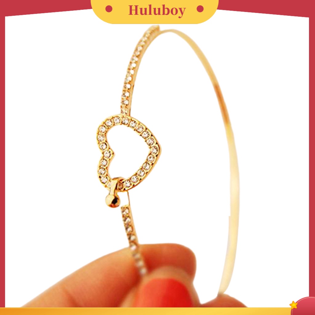 {Ready Stock} Slim Bangle Cinta Hati Pesona Mewah Golden Kristal Berlian Imitasi Gelang Slim Bangle Untuk Wanita