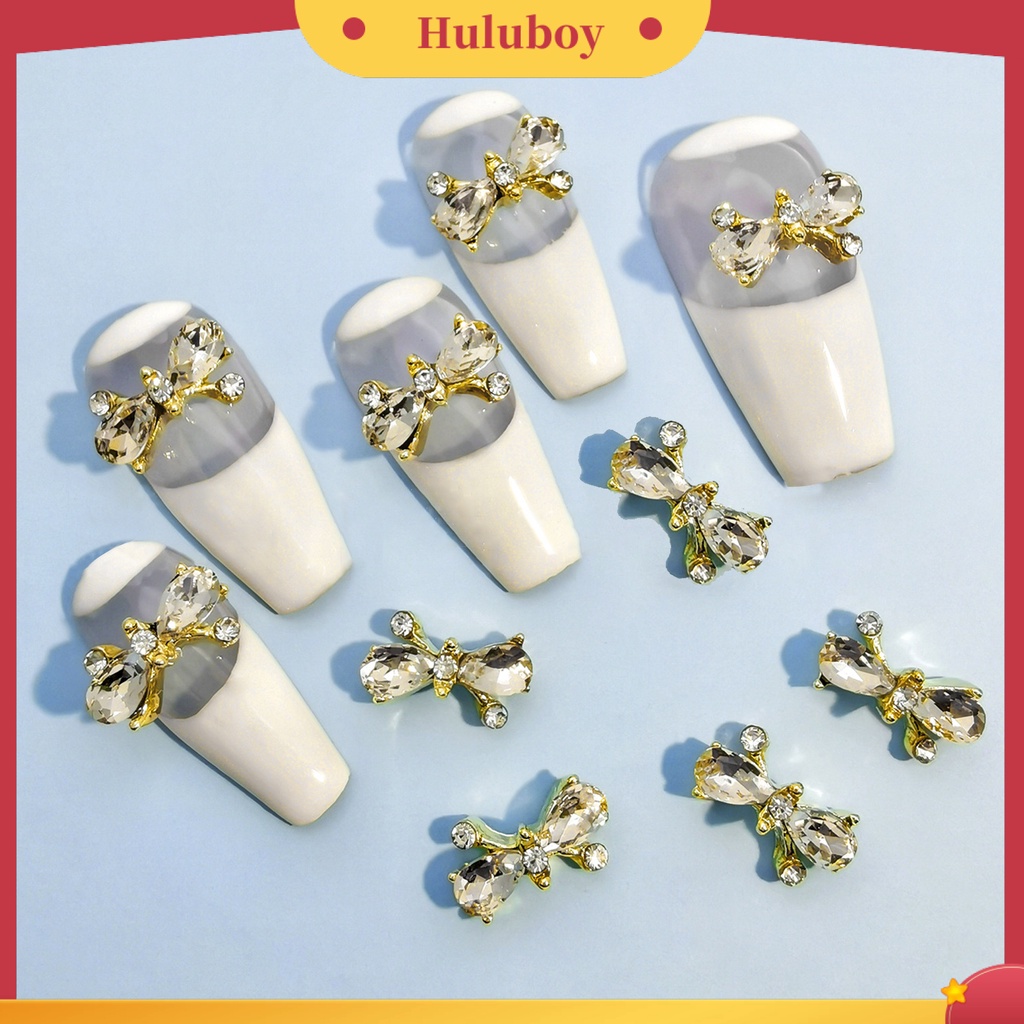 {In Stock} 10Pcs Berlian Imitasi Kuku Multiguna Mengkilap Tiga Dimensi Hias Anti Jatuh DIY Hadiah Nomor2023 Bow-knot Bintang Laut Nail Art Perhiasan Untuk Wanita