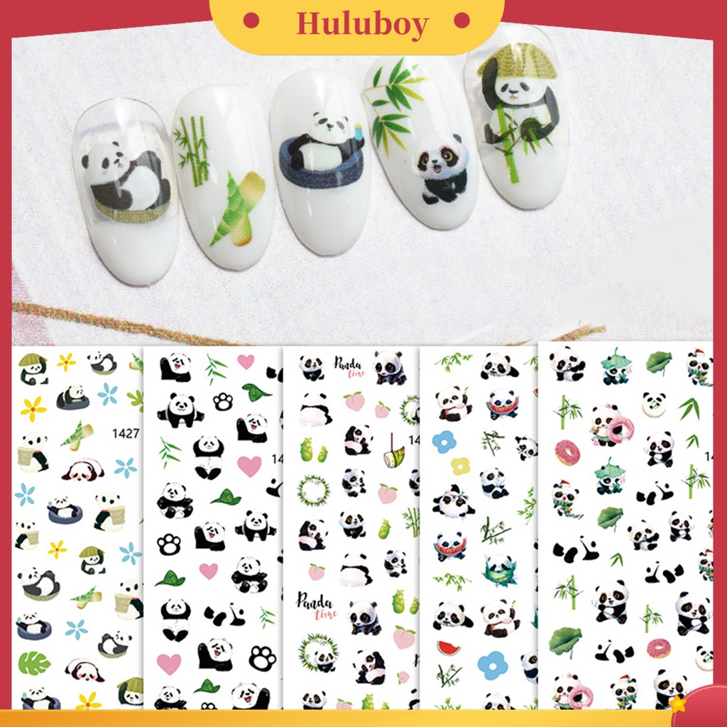 {In Stock} Desain Daun Panda Lucu Stiker Kuku Tempel Dekoratif Mudah Perekat DIY Kertas Nail Art Stiker Perlengkapan Kuku