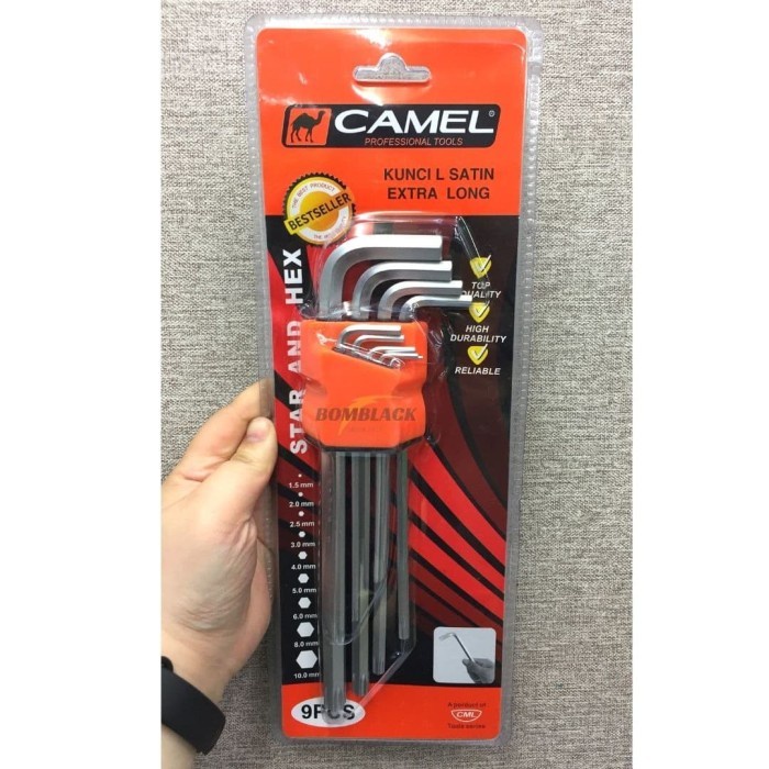 CAMEL Kunci L Bintang + Kunci L Panjang Hex Key Kombinasi Set 9 pcs TERMURAH