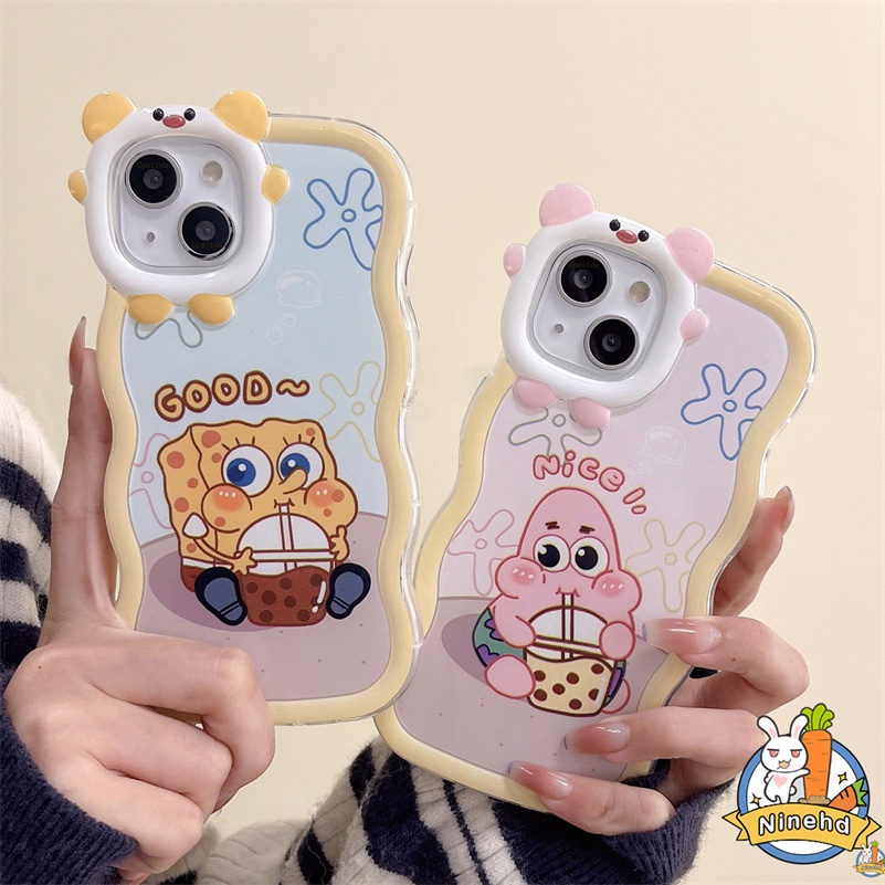 IPHONE Casing Kompatibel Untuk Iphone14 13 12 11 Pro Max X Xr Xs Max7 8 6 6s Plus SE Pasangan Motif Animasi Lucu Monster Kecil Lensa Casing Ponsel Halus Lembut Shockproof Cover Pelindung