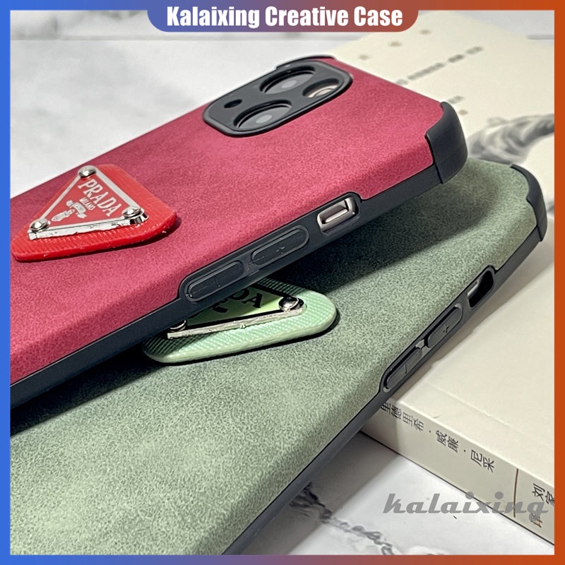 Casing Hp Prada Kulit Untuk iPhone 14 Pro Max14 Plus13 12 11 Pro Max Xs Max Xr X Xs 12 13 Casing Mini Skin Feel Red Back Cover