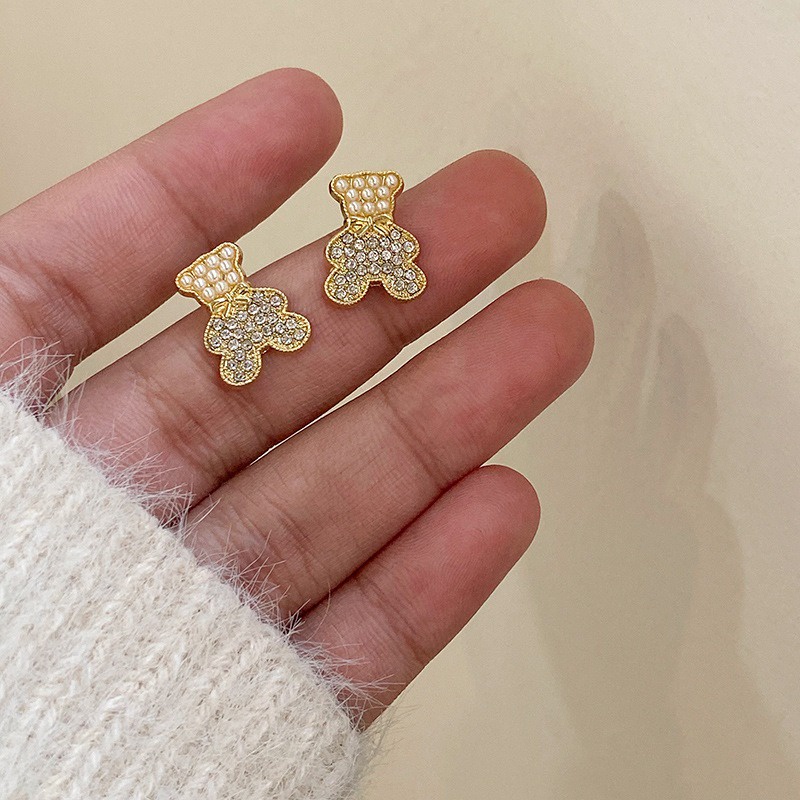 RRNS 191 Anting Hijab Wanita Tusuk Mutiara Kristal Women Earrings Korea Aksesoris Fashion