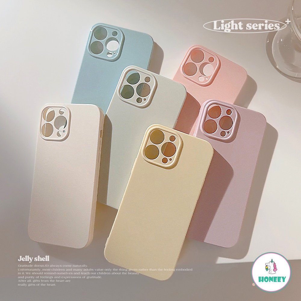 Simple Warna Solid Kompatibel Untuk iPhone 14 Pro Case Untuk Apple13 11 12 Pro Max Glossy Lembut Shockproof Macaron Cover Pelindung