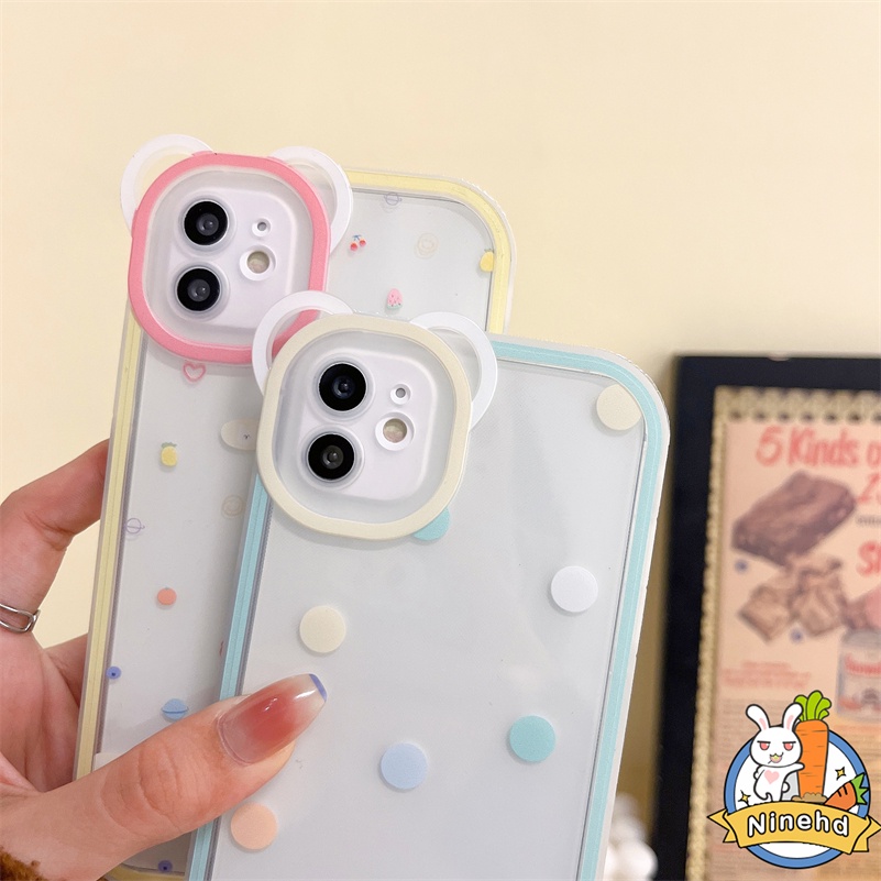 IPHONE Casing Kompatibel Untuk Iphone14 13 12 11 Pro Max X Xr Xs Max SE 8 7 6 6s Plus Pasangan Titik Gelombang Sederhana Casing Ponsel Transparan Anti Jatuh Halus Lembut Shockproof Cover Pelindung