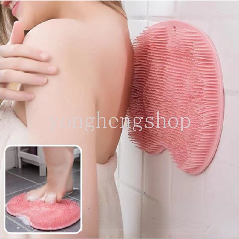 Silicone Shower Exfoliating Scrub Sikat Badan Massage Pad Gosok Kaki Dengan Sucker Mandi Penggosok Punggung Tubuh Alat Pembersih Kulit Mati Anti-Selip Keset Kamar Mandi Supply