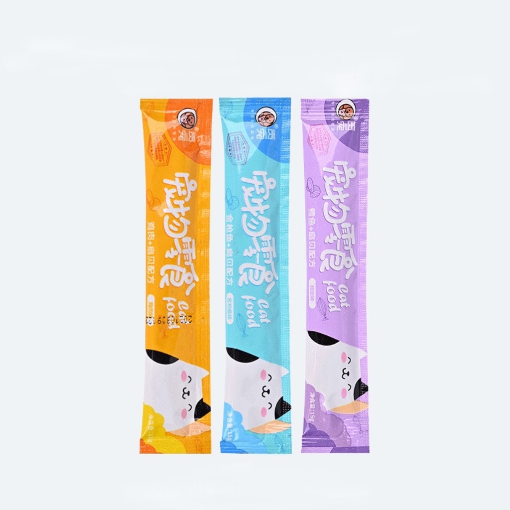 Snack 10pcs dan 50pcs Hewan Peliharaan Cat Strip 15g/Strip Kucing Kecil Dan cemilan Kucing Besar Snack Pengemukan Makanan treats Kucing cod Pelengkapan kitten Hewan Peliharaan