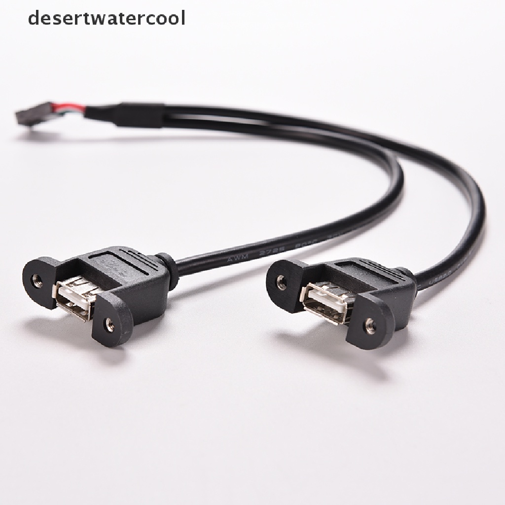 Deid 1pc Hitam 30cm/1FT 2port USB A Female Ke Kabel Adaptor Header 9pin Internal Martijn