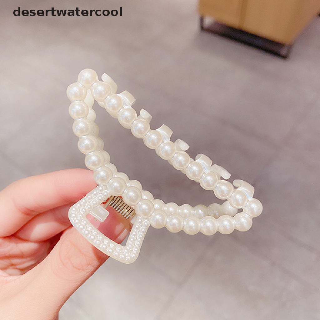 Deid Mutiara Acrylic Hair Claw Clips Ukuran Besar Makeup Styling Rambut Jepit Martijn