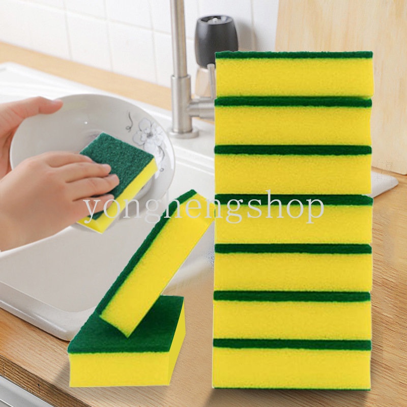 1/5pcs Spons Pembersih Dua Sisi Spons Cuci Piring Lap Panci Wajan Sikat Cuci Piring Pembersih Mangkok Scouring Pads Kitchen Cleaning Cloth Scrub Brushes