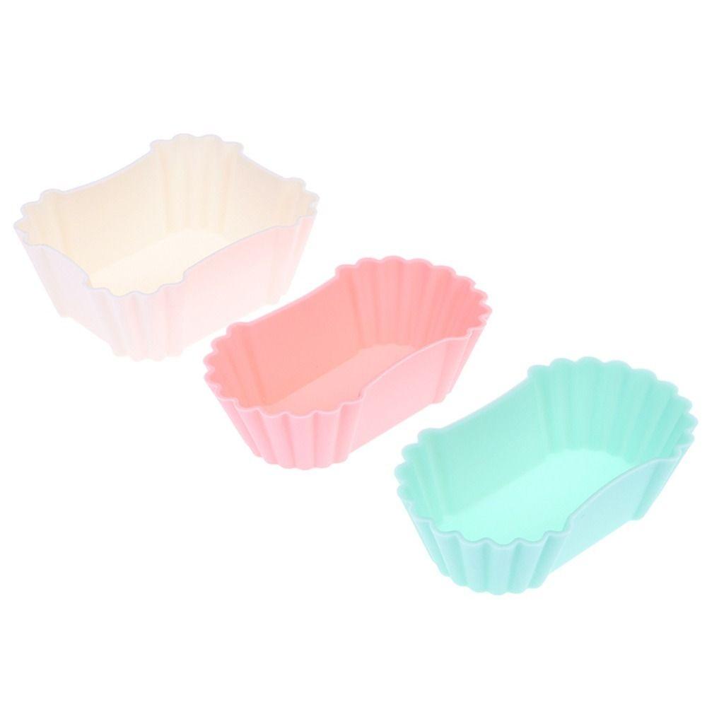 [Elegan] Cangkir Sekat Makan 3pcs/Set Cetakan Kue Silikon Reusable Warna-Warni Multifungsi