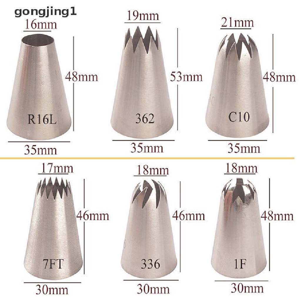 Ggg 6PCS/Set Cream Piping Nozzle Pastry Fondant Icing Tips Alat Baking Untuk ID Dapur