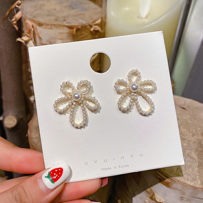 Anting S925 Silver Needle Aksen Mutiara Gaya Korea Untuk Wanita