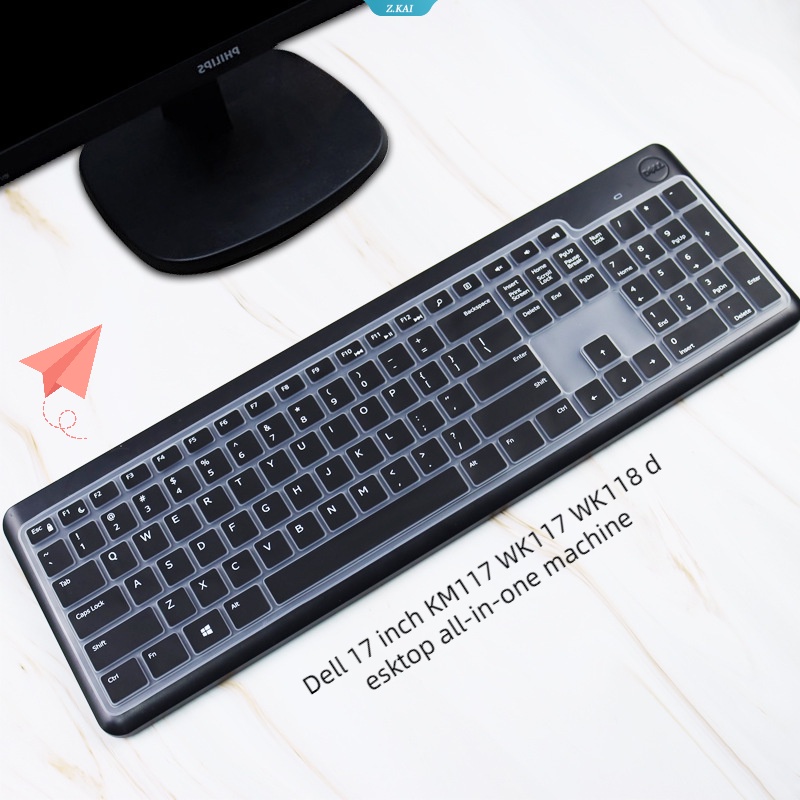 Komputer Desktop Model Dell 17inch KM117 WK117 WK118 Desktop Serba Mesin Keyboard Cover Tahan Air Bisa Dicuci Silikon High Quality Cover Pelindung [ZK]