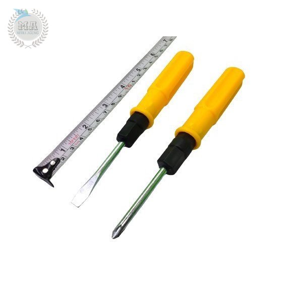 OBENG BB KTP 4 inch OBENG BOLAK BALIK KTP OBENG 2 MATA PLUS MINUS OLS Obeng Bolak Balik KTP 4&quot; Kuning - Obeng BB 6x100mm SD-K364 - Obeng 2 Mata Plus Min 2 Way Screwdriver