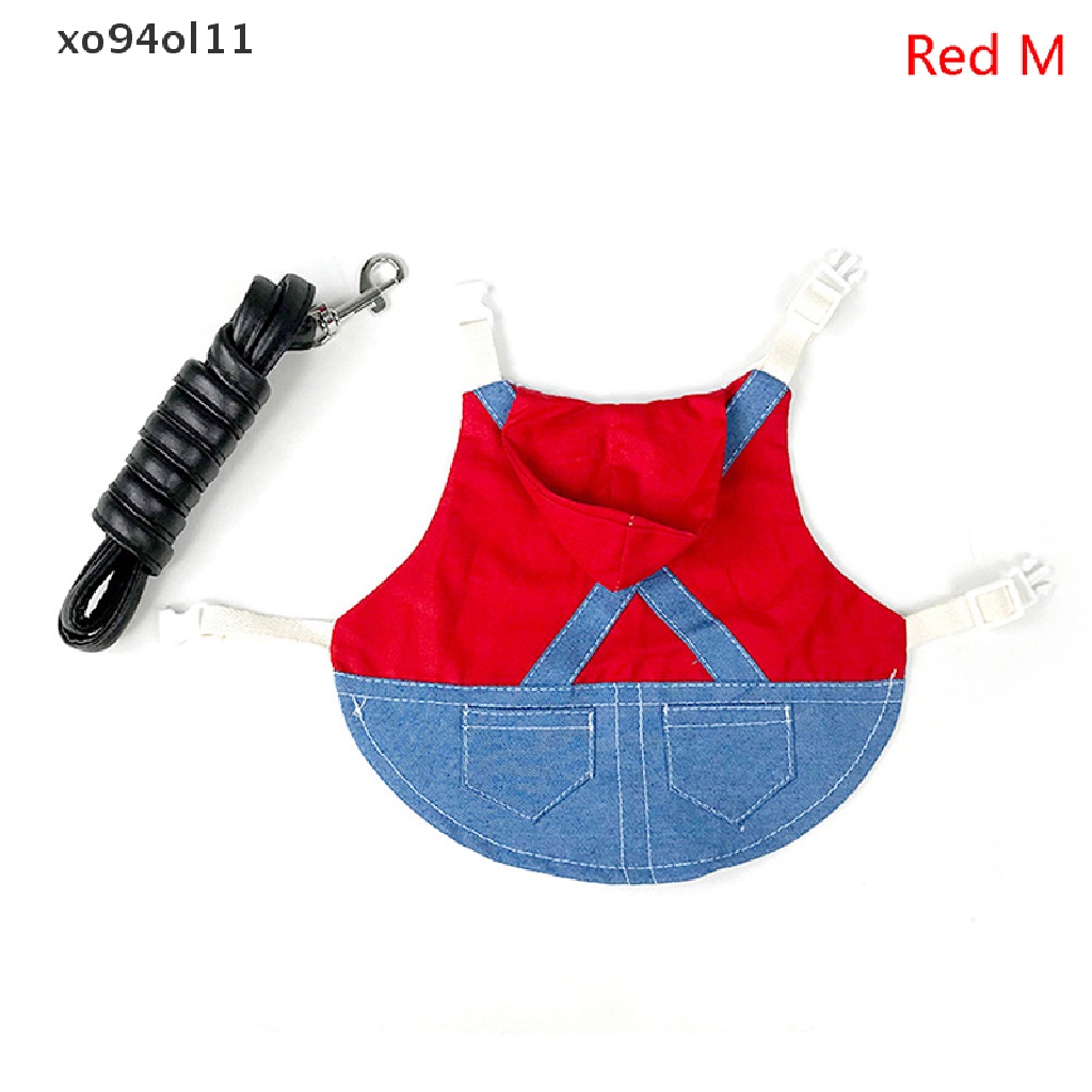 Xo Pet Rabbit Pakaian Jaket Denim Mantel Hewan Kecil Harness Tali Rompi Tas Topi Set OL