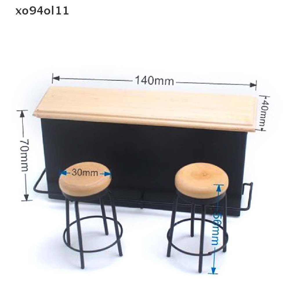 Xo 3Pcs/set Rumah Boneka Miniatur Bar Counter Stool Mainan Furniture Dapur Mini OL