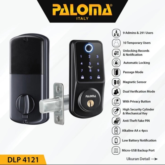 

PALOMA DLP 4121 Digital Lock Smart Home Door Kunci Pintu Deadbolt Wifi