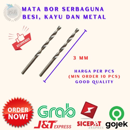 Mata Bor Kayu Besi Metal 3 mm Multifungsi Mata Bor HSS Drill Bit OLS Mata Bor Besi 3 mm Promo Termurah