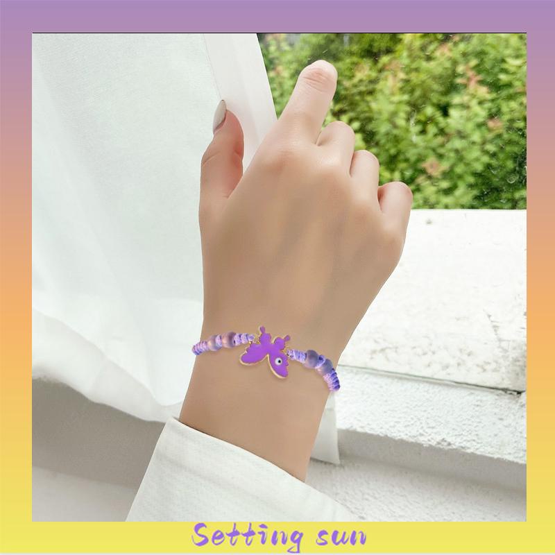 Gelang serut kupu-kupu Adjustable Tali gelang yang dikepang Aksesoris Fashion TN