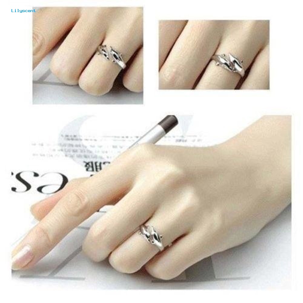 Lilyscent Fashion Wanita Perak Berlapis Lumba Ganda Pembukaan Adjustable Jari Cincin Hadiah