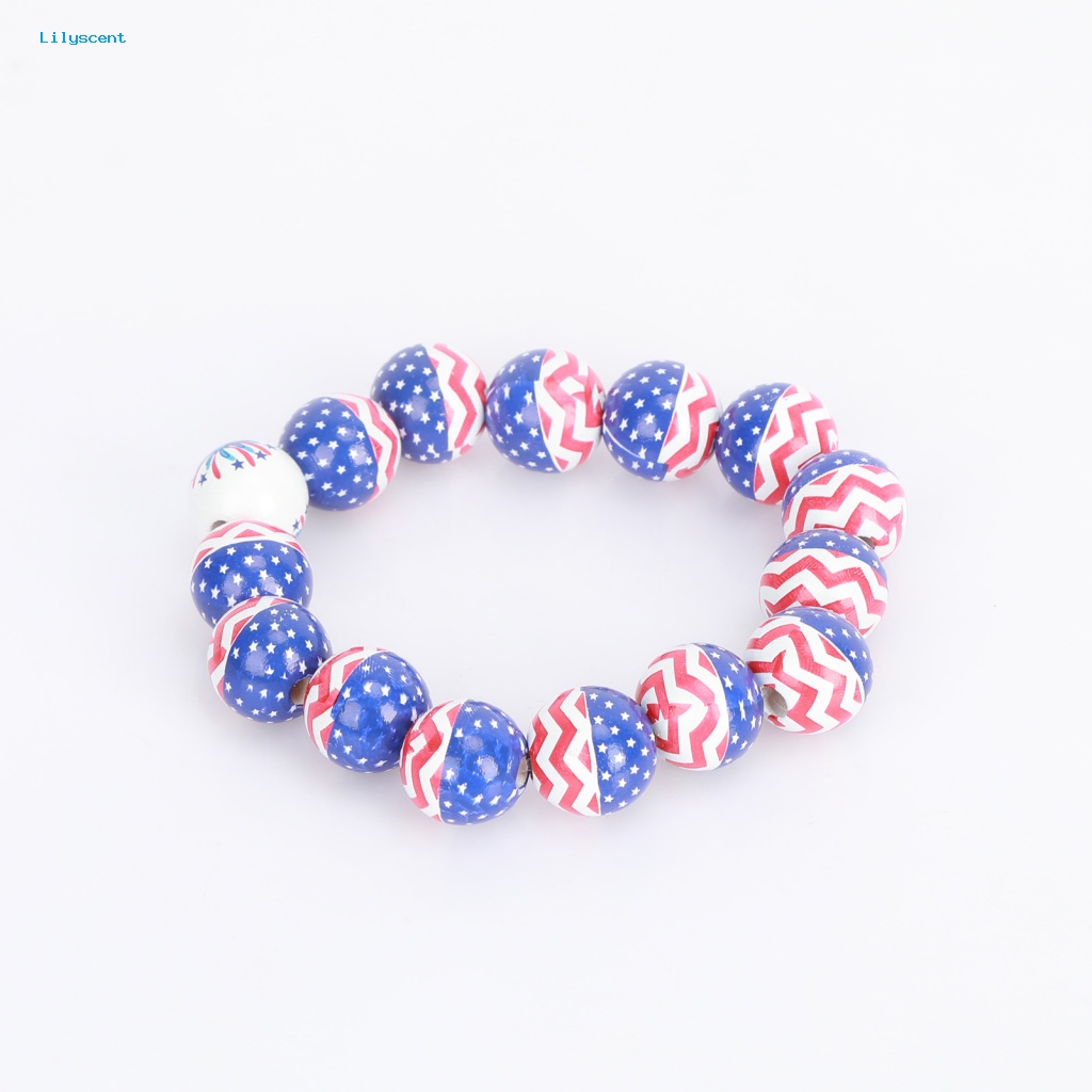 Lilyscent Warna-Warni Unisex Gelang Hadiah Festival Bendera USA Gelang Perhiasan Pesta Club Memakai Merah Biru Putih