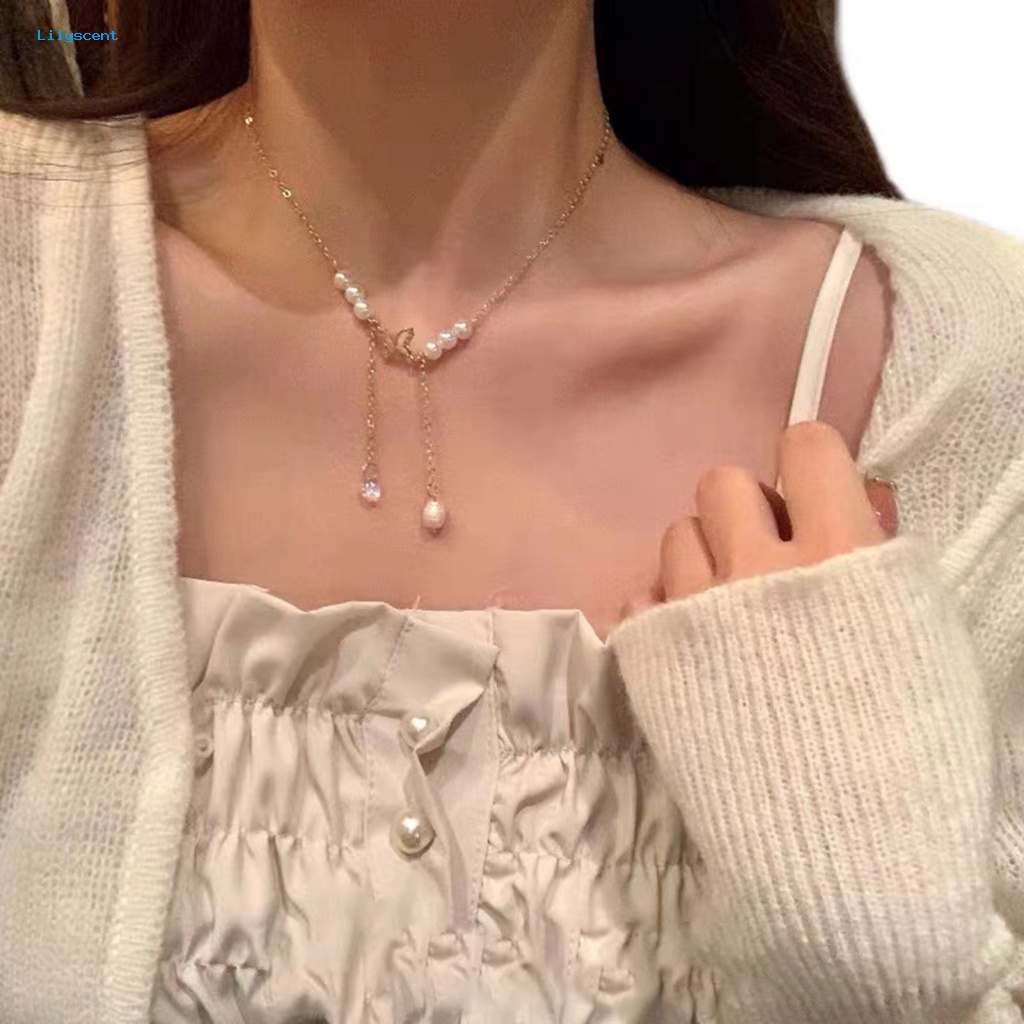 Lilyscent Warna Emas Kupu-Kupu Kalung Perhiasan Hadiah Wanita Butterfly Choker Necklace Anti Luntur