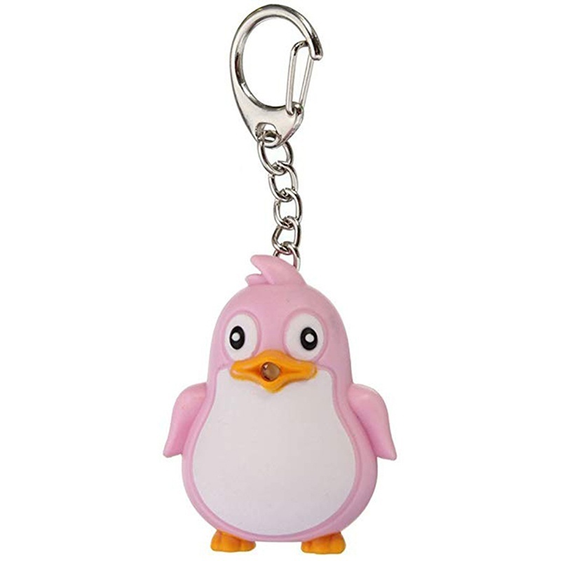 [AYBX] Lampu LED Pinguin Hewan Lucu Dengan Suara Gantungan Kunci Keyring Ring Torch Hadiah Mainan