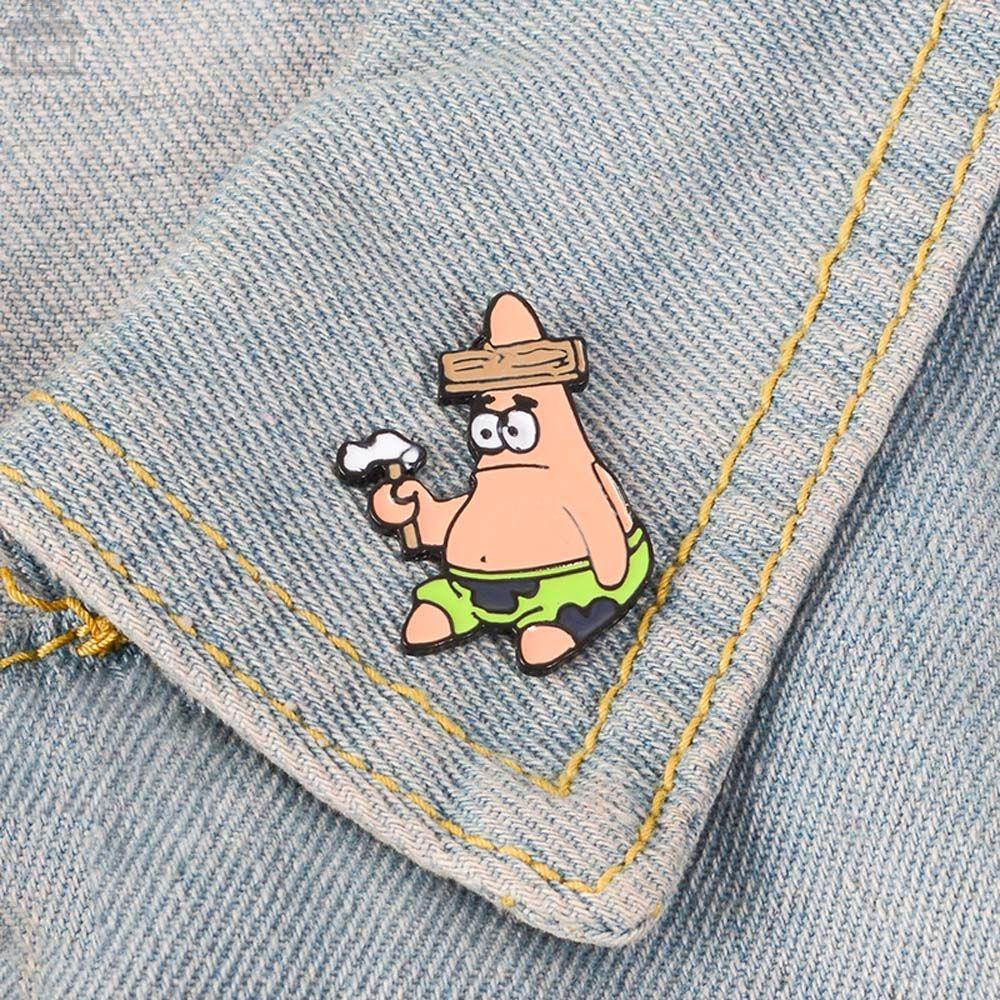 Agustina SpongeBob SquarePants Kartun Karakter Hadiah Untuk Wanita Pria Hadiah Untuk Anak Patrick Star Aksesoris Perhiasan Bob Nanas Lapel Pin Enamel Pin