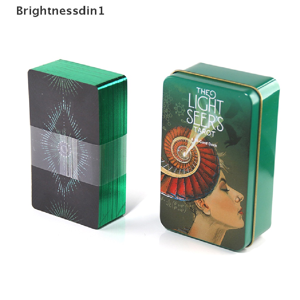 [Brightnessdin1] Tin Box Light Seers Tarot Card Kartu Ramalan Ramalan Deck Party Game Card w/Butik Manual