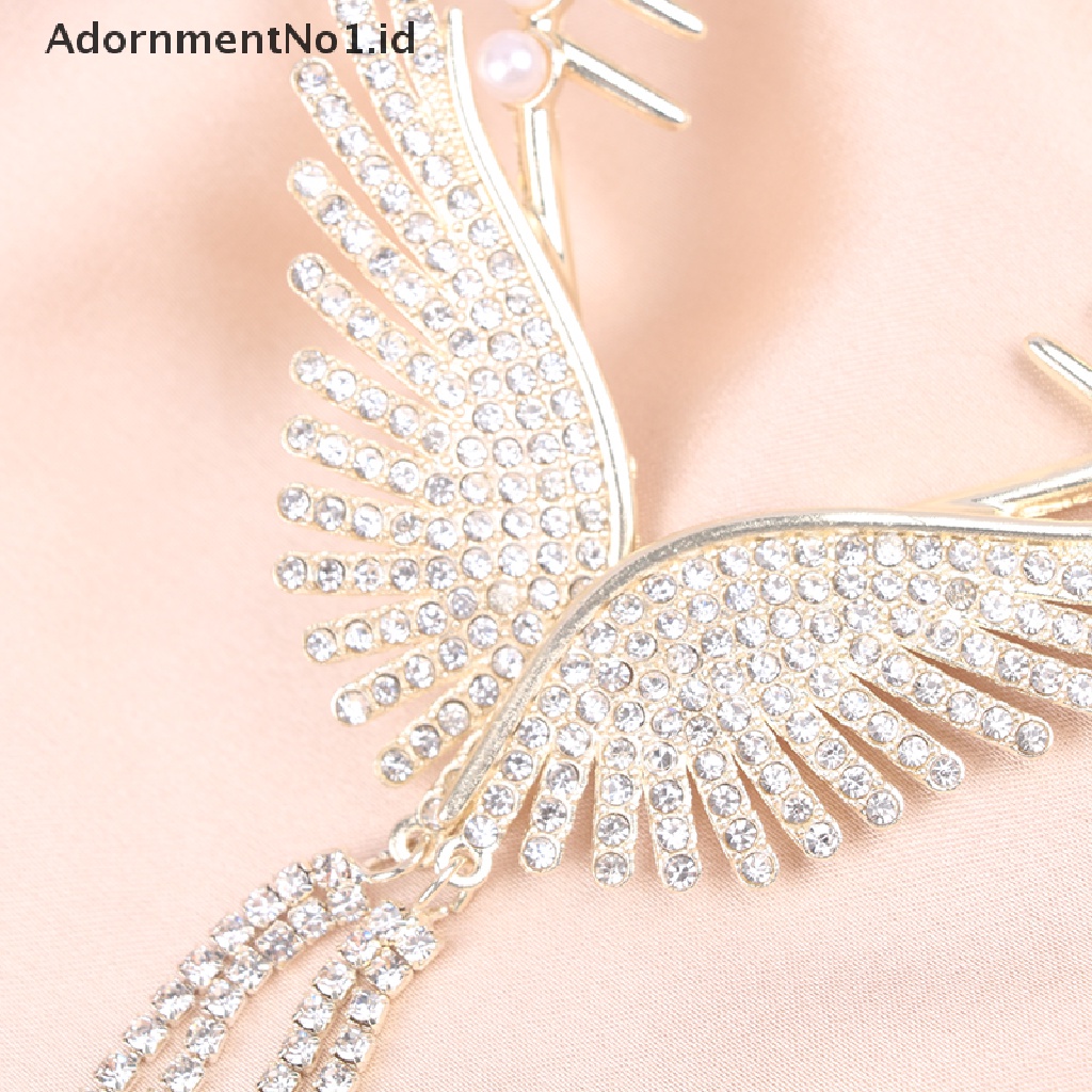 [AdornmentNo1] Cakar Klip Rumbai Berlian Imitasi Elegan Untuk Wanita Fashion Butterfly Wing Hair Clip [ID]