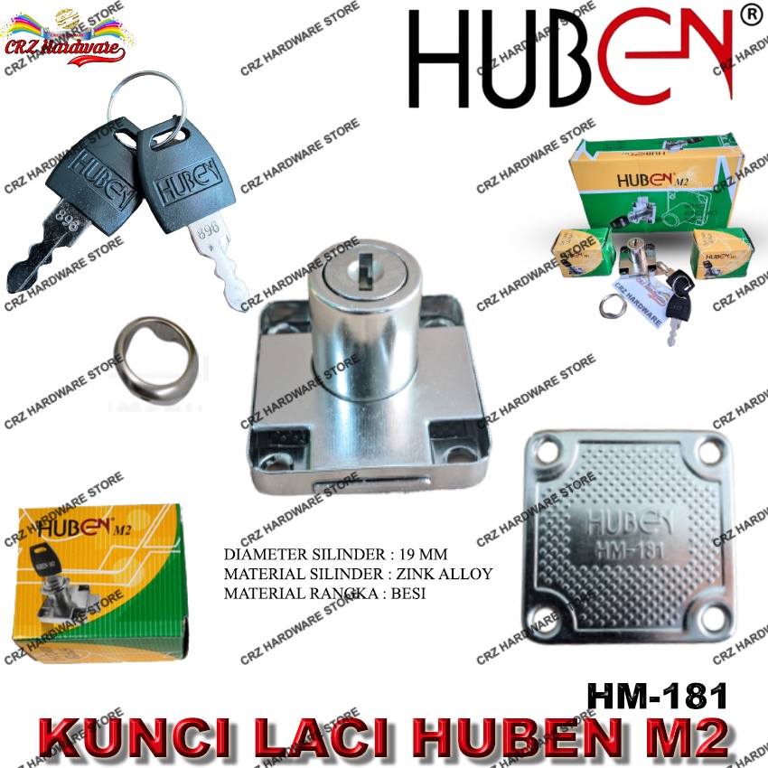 Kunci Laci Pintu Lemari Loker HM181 Panjang 2Cm Drawer Lock 22Mm HUBEN