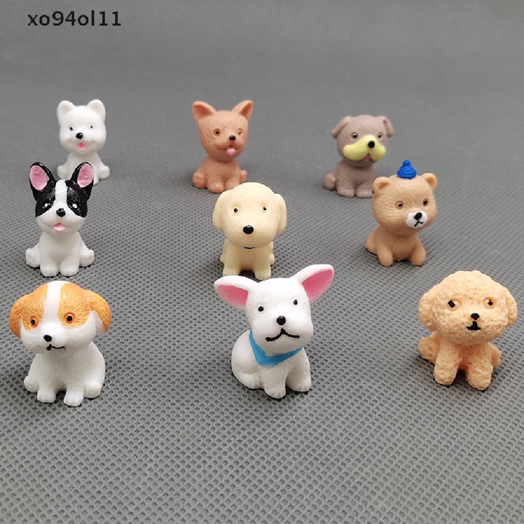 Xo 9Pcs Simulasi Mini Hound Pug Dog Patung Miniatur Hewan Model Figure Mainan OL