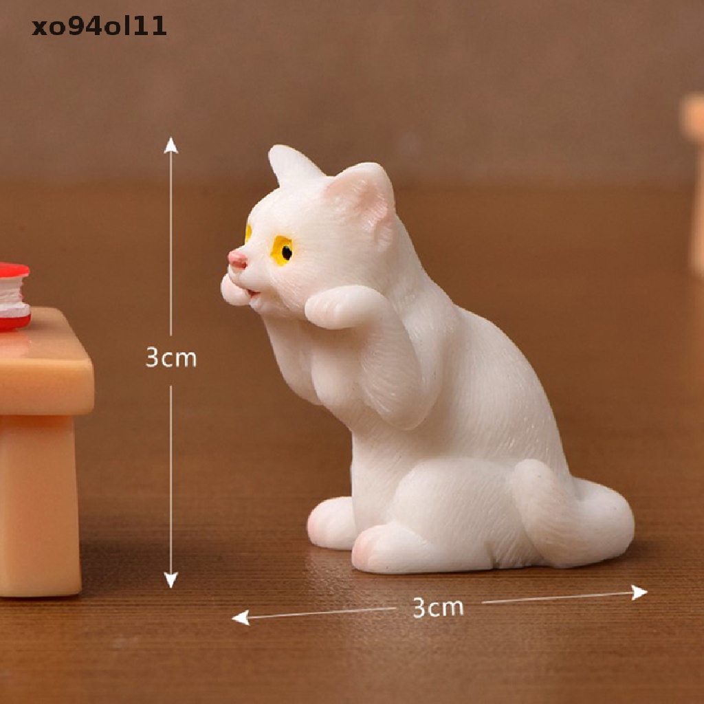 Xo 1Pcs Kucing Realistis Kartun Lucu kitten Boneka Rumah Simulasi Hewan Dekorasi OL