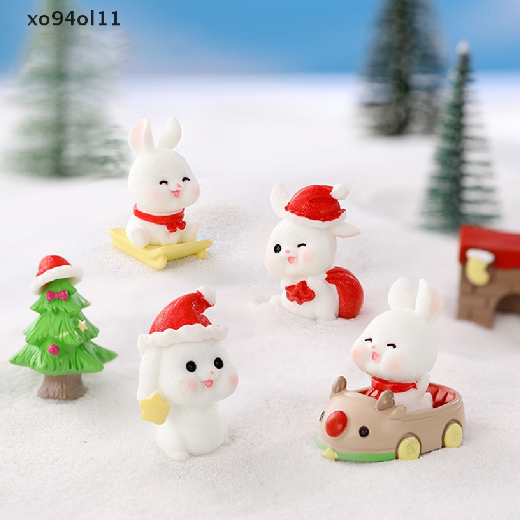 Xo Miniatur Ornamen Kelinci Natal Lucu Micro Landscape Bunny Untuk Dekorasi Rumah OL